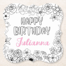 名前をカスタムするフローラコースター ペーパーコースター