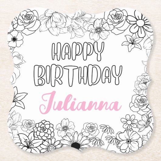 名前をカスタムするフローラコースター ペーパーコースター (正面)