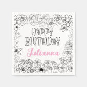 名前をカスタムするフローラナプキン スタンダードカクテルナプキン (正面)