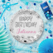 名前をカスタムするフローラナプキン ペーパープレート (パーティー)