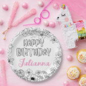 名前をカスタムするフローラナプキン ペーパープレート (パーティー)