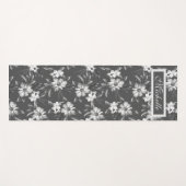 名前をカスタムするフローラブラックグレーホワイトヨガマット ヨガマット (正面(横))