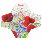 名前をカスタムするフローラポピーカラフルアート花 サッカーボール (フラット)