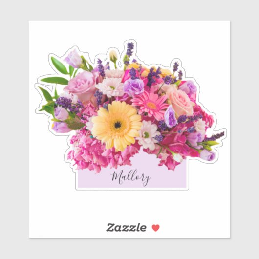 名前をカスタムするフローラ水彩美しい シール (シート)