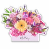 名前をカスタムするフローラ水彩美しい シール (正面)