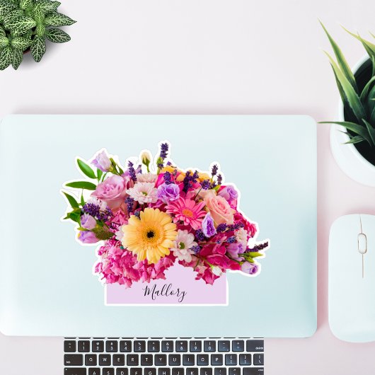 名前をカスタムするフローラ水彩美しい シール