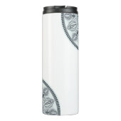 名前をカスタムするフローラ調和グレイモノトーンのマンダラ タンブラー (裏面)