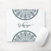 名前をカスタムするフローラ調和グレイモノトーンのマンダラ マウスパッド (マウス)