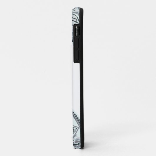 名前をカスタムするフローラ調和グレイモノトーンのマンダラ Case-Mate iPhoneケース (裏面/左)