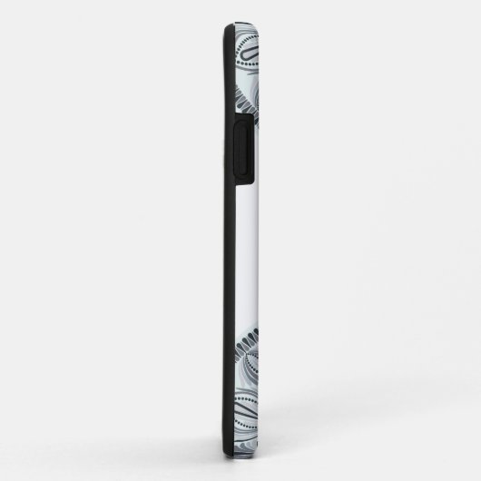 名前をカスタムするフローラ調和グレイモノトーンのマンダラ Case-Mate iPhoneケース (裏面/右)