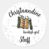 名前をカスタムするブックラバーステッカー ラウンドシール (正面)