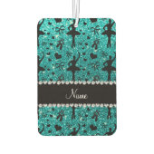 名前をカスタムするブライトアクアグリッターバレリーナ カーエアーフレッシュナー (裏面)