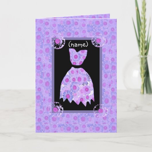 名前をカスタムするブライドメイド招待状パープルドレス 招待状 (正面)