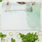 名前をカスタムするブラウンコッカースパニエル犬ペットドッグ キッチンタオル (折り畳み)