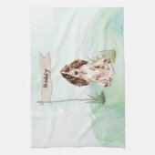 名前をカスタムするブラウンコッカースパニエル犬ペットドッグ キッチンタオル (縦)