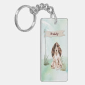 名前をカスタムするブラウンコッカースパニエル犬ペットドッグ キーホルダー (正面左)