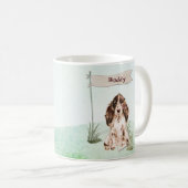 名前をカスタムするブラウンコッカースパニエル犬ペットドッグ コーヒーマグカップ (正面右)