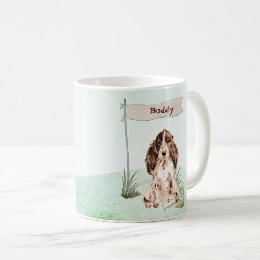 名前をカスタムするブラウンコッカースパニエル犬ペットドッグ コーヒーマグカップ (正面右)