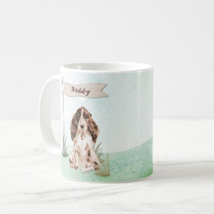 名前をカスタムするブラウンコッカースパニエル犬ペットドッグ コーヒーマグカップ