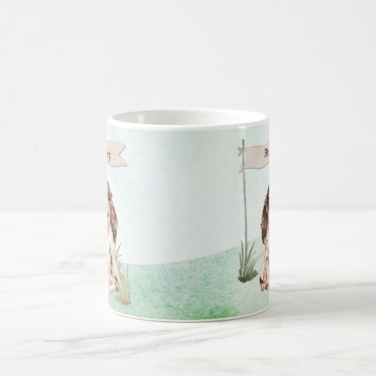 名前をカスタムするブラウンコッカースパニエル犬ペットドッグ コーヒーマグカップ (中央)