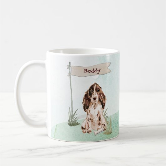 名前をカスタムするブラウンコッカースパニエル犬ペットドッグ コーヒーマグカップ (左)