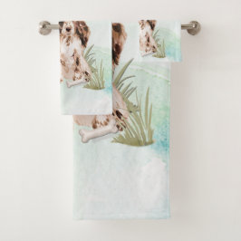 名前をカスタムするブラウンコッカースパニエル犬ペットドッグ バスタオルセット