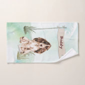 名前をカスタムするブラウンコッカースパニエル犬ペットドッグ バスタオルセット (ハンドタオル)