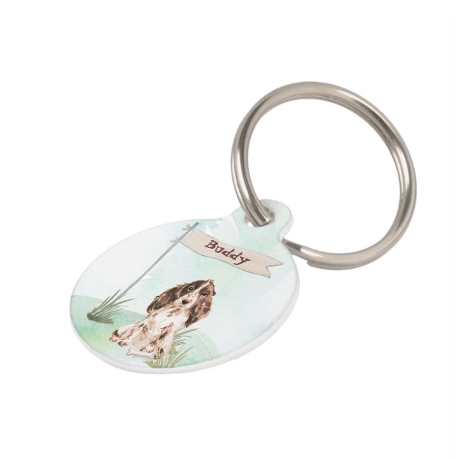 名前をカスタムするブラウンコッカースパニエル犬ペットドッグ ペット　ネームタグ (側面)