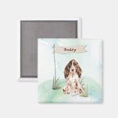 名前をカスタムするブラウンコッカースパニエル犬ペットドッグ マグネット (正面/裏面)