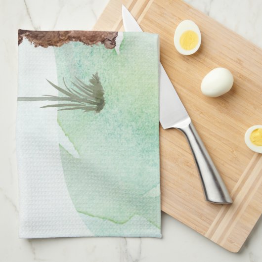 名前をカスタムするブラウンコックパポペットドッグ キッチンタオル (四つ折り)