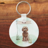 名前をカスタムするブラウンコックパポペットドッグ キーホルダー (正面)