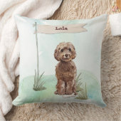 名前をカスタムするブラウンコックパポペットドッグ クッション (ブランケット)