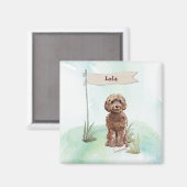 名前をカスタムするブラウンコックパポペットドッグ マグネット (正面/裏面)