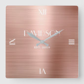 名前をカスタムするブラシ付き金属アクパーソナライズされたリル スクエア壁時計 (正面)