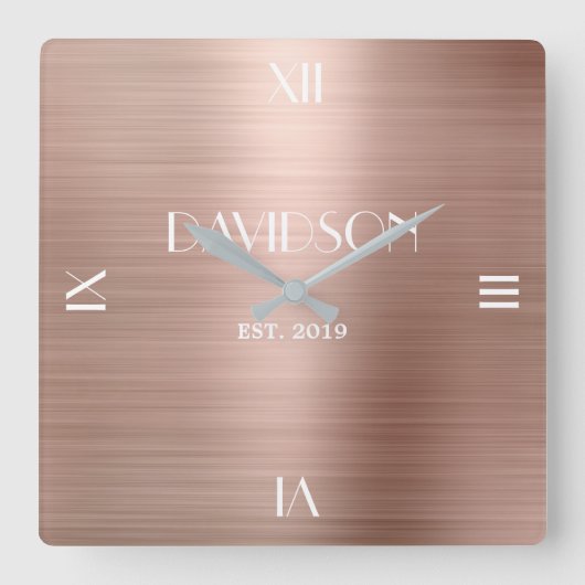 名前をカスタムするブラシ付き金属アクパーソナライズされたリル スクエア壁時計 (正面)
