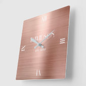 名前をカスタムするブラシ付き金属アクパーソナライズされたリル スクエア壁時計 (傾斜)