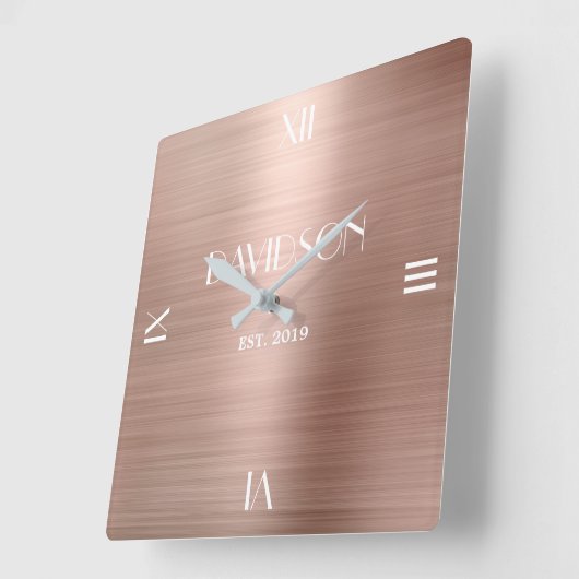 名前をカスタムするブラシ付き金属アクパーソナライズされたリル スクエア壁時計 (傾斜)