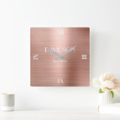 名前をカスタムするブラシ付き金属アクパーソナライズされたリル スクエア壁時計 (ホーム)