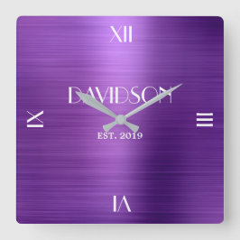 名前をカスタムするブラシ付き金属アクパーソナライズされたリル スクエア壁時計
