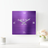 名前をカスタムするブラシ付き金属アクパーソナライズされたリル スクエア壁時計 (ホーム)