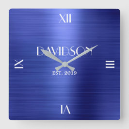 名前をカスタムするブラシ付き金属アクパーソナライズされたリル スクエア壁時計