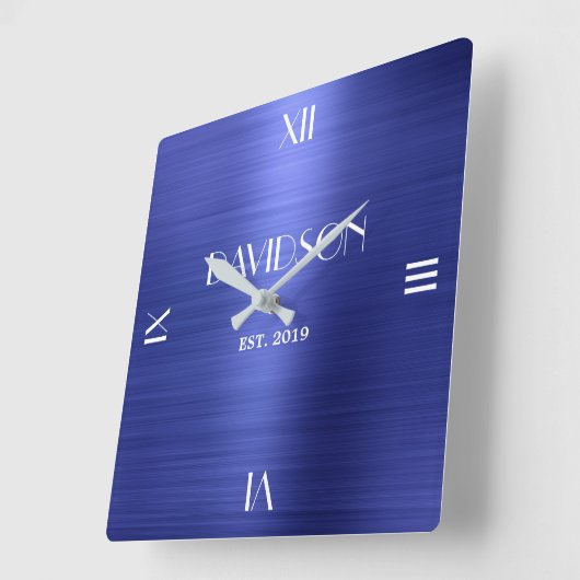 名前をカスタムするブラシ付き金属アクパーソナライズされたリル スクエア壁時計 (傾斜)