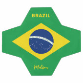 名前をカスタムするブラジル国旗 サッカーボール (フラット)