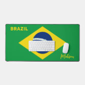 名前をカスタムするブラジル国旗 デスクマット (キーボード&マウス)