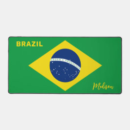 名前をカスタムするブラジル国旗 デスクマット