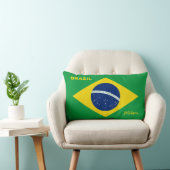 名前をカスタムするブラジル国旗 ランバークッション (椅子)