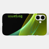 名前をカスタムするブラックウィスピー緑の抽象芸術アートワーク Case-Mate iPhoneケース (裏面 (横))