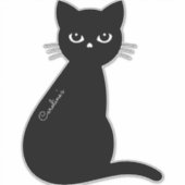 名前をカスタムするブラックキャットカースーツケース シール (正面)