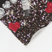 名前をカスタムするブラックグリッターナースハットハート フリースブランケット (角)