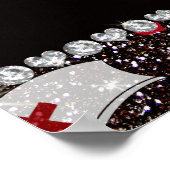 名前をカスタムするブラックグリッターナースハットハート ポスター (角)